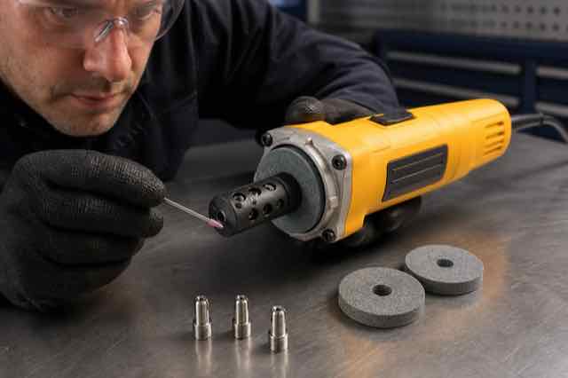TIG Tungsten Electrode Grinder in use